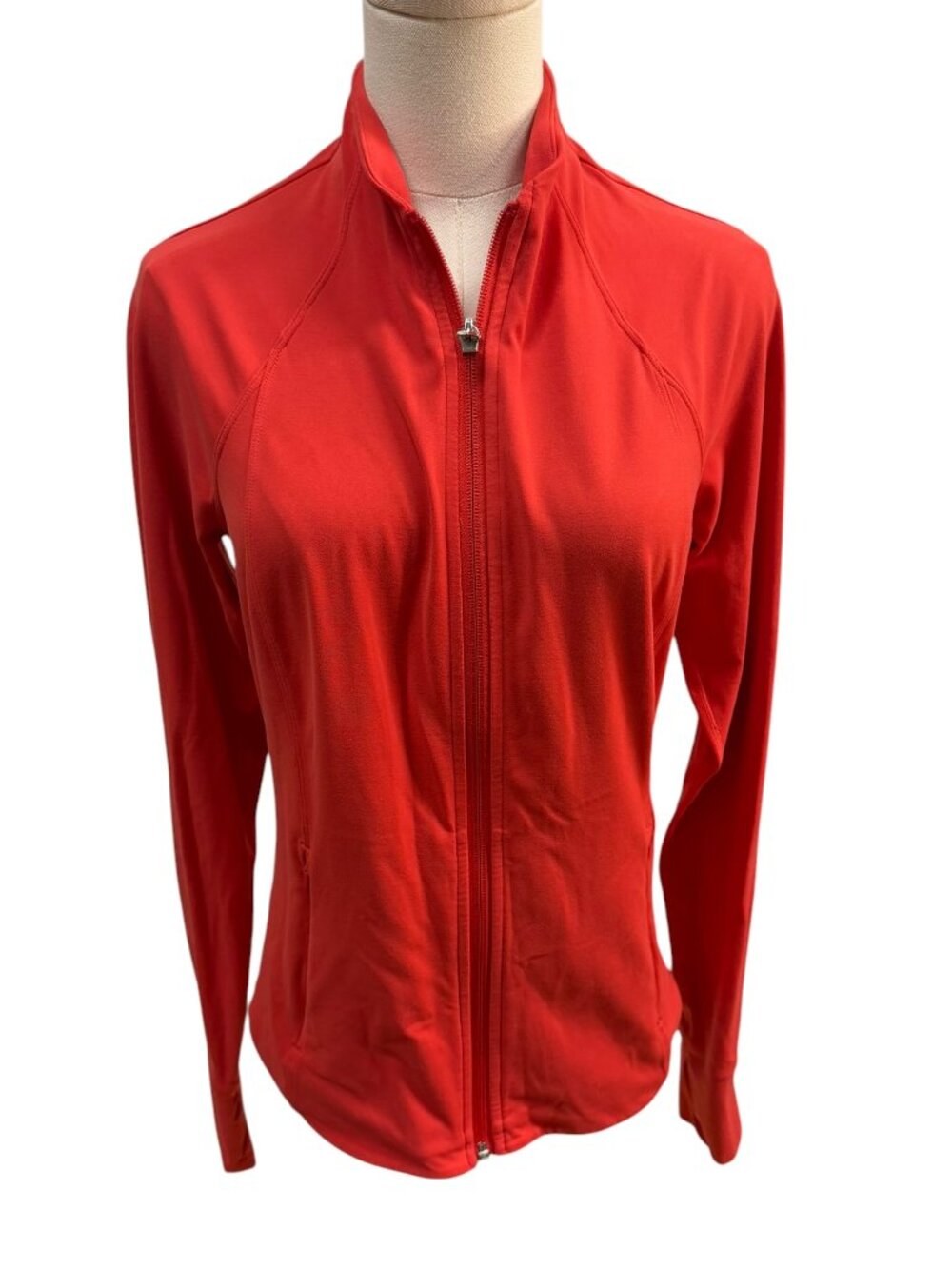 Like New Athleta Red Full Zip Performance Jacket Thumbholes Size Small